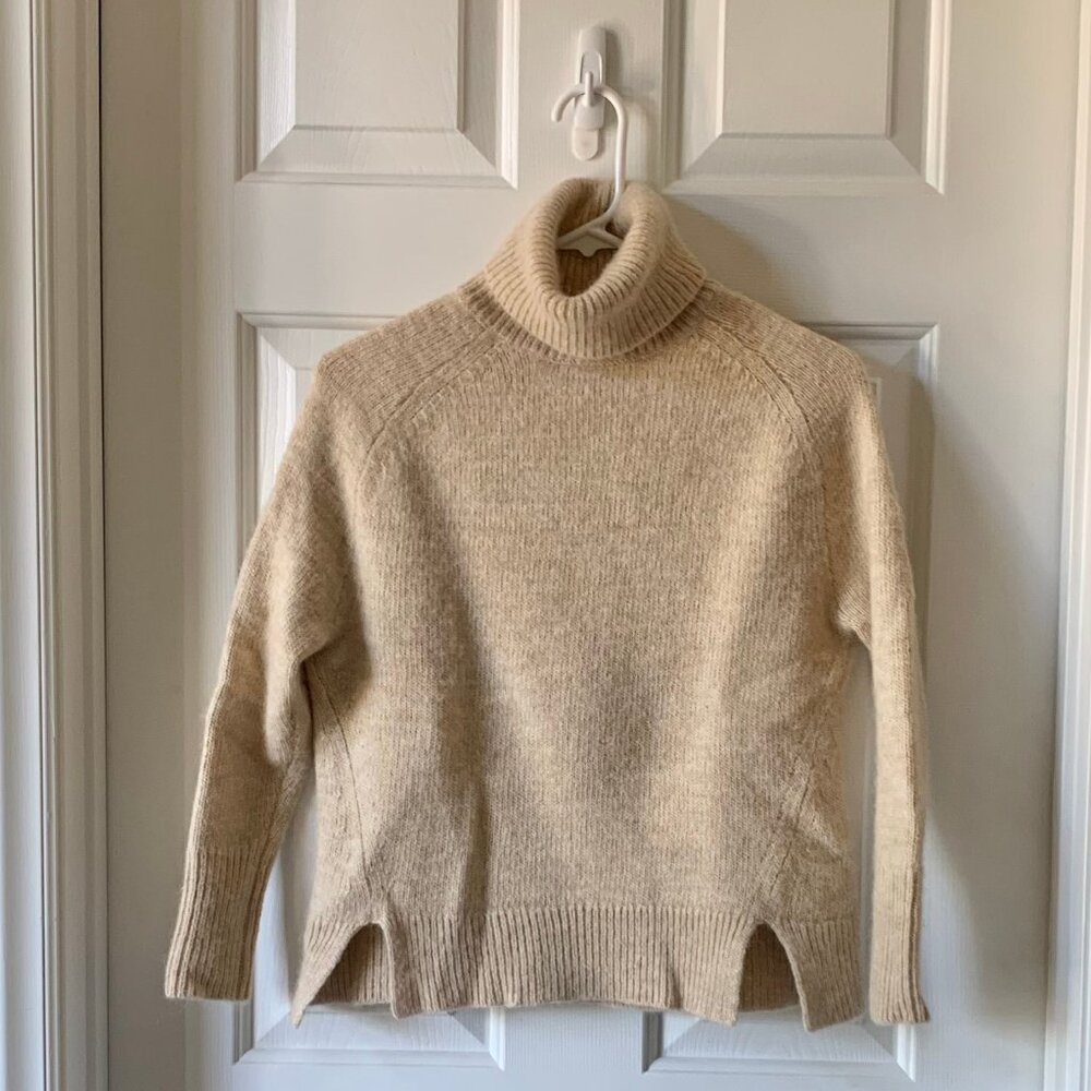 Vintage J. Crew Beige Turtleneck Wool/Alpaca Sweater, Size XXS/XS, EUC